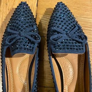 Chic By Lady Couture Sherry Size 10 Blue Sequin Bling Flat Loafer